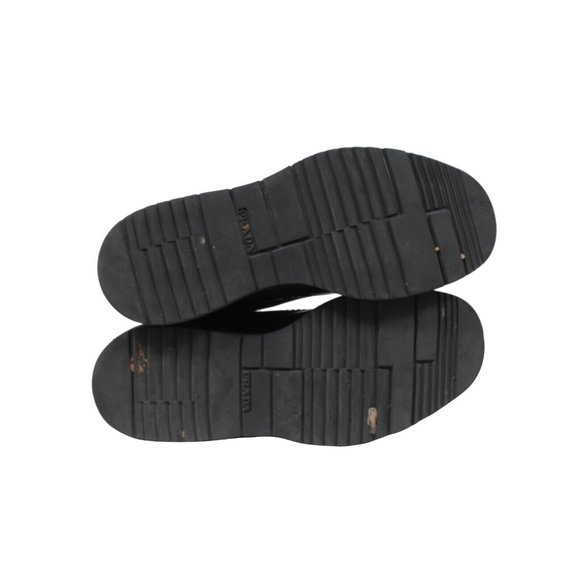 Prada Mens Combat Half Ankle Boots US8.5 UK 7.5 Black Leather Square Toe Lace Up - Picture 10 of 11